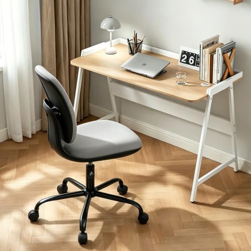 CLATINA Armless Office Desk Chair with Wheels, Ergonomic Tilt Backrest Executive Chairs Adjustable Height Mid Back Swivel Rolling Computer Task Chair for Home Bedroom Study Conference Room, Grey, 2PK - size: 2 Pack