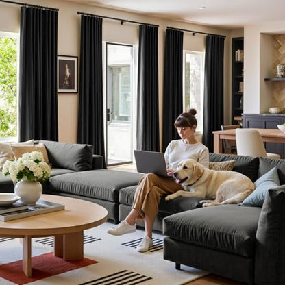 Blackout Black Velvet Curtains Rod Pocket 42×84 Inch 2 Panels | Soft Velvet, For Bedroom & Living Space, Light Shifting Texture, Elegant Drape, Classic - color: R | Black, size: 42"W x 84"L (Pack of 2)