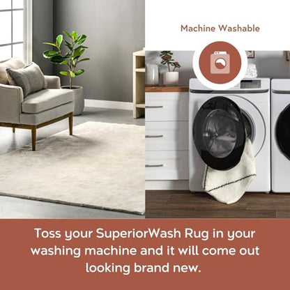 nuLOOM Loni Cream Solid Washable Runner Rug, 2' x 8' - color: Cream, size: 2'6" x 8' (Rectangular)