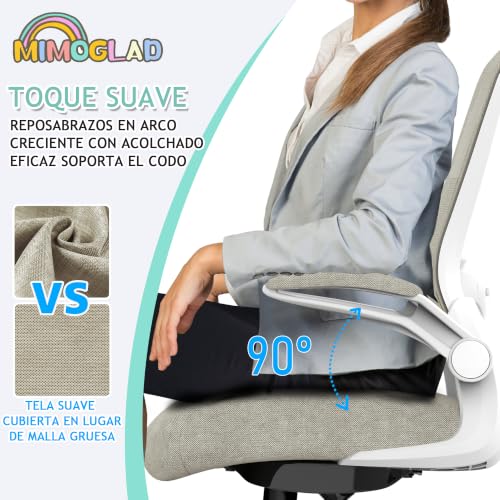 Mimoglad Home Office Chair, High Back Desk Chair, Ergonomic Mesh Computer Chair with Adjustable Lumbar Support and Thickened Seat Cushion (Modern, Beige) - color: Beige