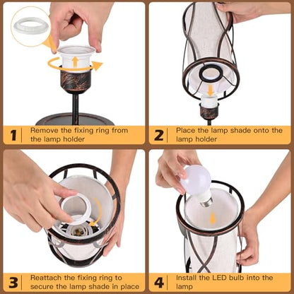 Distressed Table Lamps for Living Room, 3 Way Dimmable Touch Lamps, Small Bedside Lamps with LED Bulbs, USB Ports C+A, Nightstand Lamp for Kids Room, Bedroom, Office (1 Pack Iron) - size: 1 Pack Iron