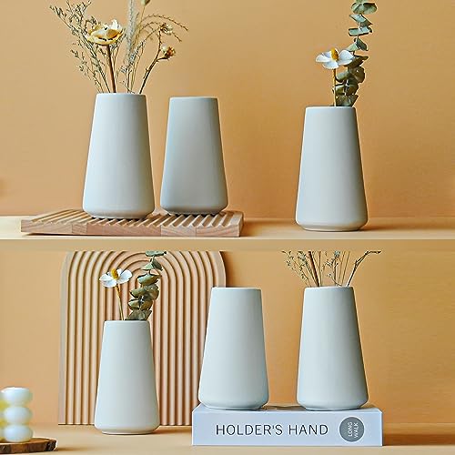 Modern White Small Ceramic Vase Set of 6 for Living Room Bedroom 5.9'' Minimalist Fresh Flower Vases for Home Decor Office Fireplace Centerpieces Nordic Style Gift for Fake Plant 6 Pack - color: 6 Pack White - Style 1