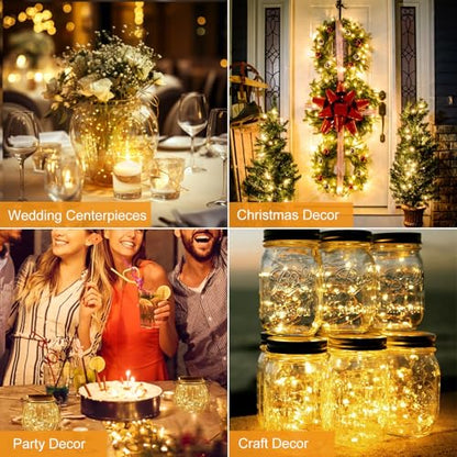btfarm 50 Pack Fairy Lights Battery Operated Twinkle Lights with 3 Modes | 7Ft 20 Led String Light, Waterproof Bulk Small Mini Silver Wire for Christmas Mason Jars Wedding Table Centerpiece,Warm White - color: Warm White, size: 50 Pack