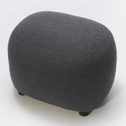 KINWELL Round Boucle Upholstered Ottoman Chair Seat Footstool, Dark Gray | Easy Assembled Modern Soft Sofa Couch Loveseat Chair Footrest, Extra Seating for Bedroom Entryway, 18.5" D x 23" W x 16.5" H - color: Dark Grey