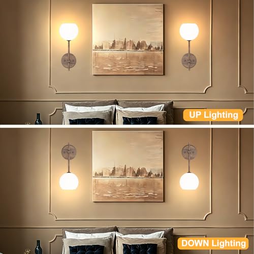 Walnut Grain Battery Operated Wall Sconces Set of 2, Rechargeable Wireless Wall Lights with Milky White Frosted Glass, 12 RGB and 3CCT Dimmable, Wall Lamps with Remote for Bedroom Living Room Hallway - color: Walnut Grain