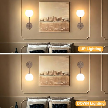 Walnut Grain Battery Operated Wall Sconces Set of 2, Rechargeable Wireless Wall Lights with Milky White Frosted Glass, 12 RGB and 3CCT Dimmable, Wall Lamps with Remote for Bedroom Living Room Hallway - color: Walnut Grain