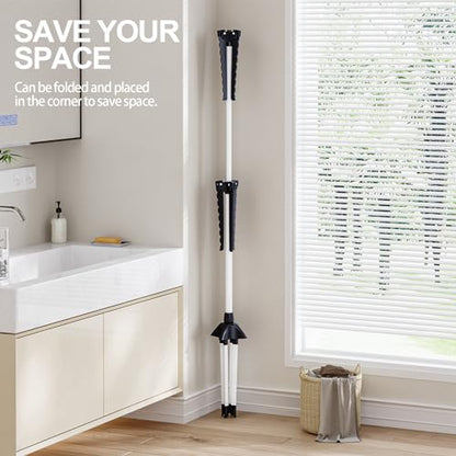 Clothes Drying Rack, 2-Tier 48 Hangers Foldable Black | 2-Tier Design, 6 Rotatable Arms, 48 Hangers, 4-Leg Stable Base, Foldable, For Indoor Outdoor, RV Travel & Beach Use - color: Black