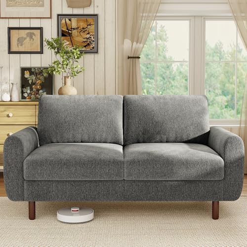 68" Loveseat Sofa, Comfy Chenille Fabric Couches for Living Room with Spring Cushion and Solid Wood Frame, Modern Deep Seat Couch for Bedroom, Apartment, Office, Easy Assembly, Gray - color: Grey