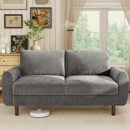 68" Loveseat Sofa, Comfy Chenille Fabric Couches for Living Room with Spring Cushion and Solid Wood Frame, Modern Deep Seat Couch for Bedroom, Apartment, Office, Easy Assembly, Gray - color: Grey