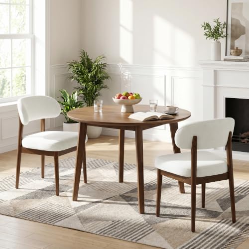 Wooden Dining Room Chairs Set of 2, Modern Upholstered Velvet Kitchen Chairs with Ergonomic Curved Back, Farmhouse Dining Side Chair with Solid Wood Frame for Kitchen Room, Cream - color: Cream