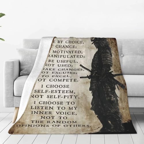Japanese Samurai Blanket Japan Warrior Decor I Choose Throw Blanket Gifts for Girls Boys Super Warm Soft Plush Lightweight Fleece Flannel Bedding Blankets for Kids Adults Women Men 60"X50" - color: I Choose Japanese Samura, size: 50"x60"