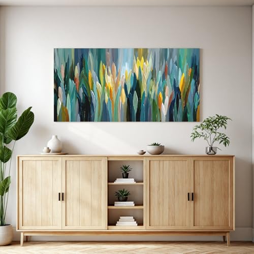Modern Abstract Wall Art Prints Vibrant Teal Green Prints Canvas Art Wall Decor For Living Room Abstract Art Aesthetic Home Wall Decor Picture For Bedroom Office Apartment Interior Decoration 20×40 Inch - color: LAI-12J, size: 40"L x 20"W