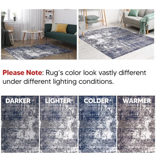 Keen Home Design Runner Rugs - 32"x91" Non-Shedding, Thick Pile Abstract Rugs for Kitchen, Living Room, Bedroom, Dining Room, Entryway - Size: 2'8" x 7'7", Abstract Navy/Gray - color: Abstract Navy/Gray, size: 2'8" x 7'7" (Runner)