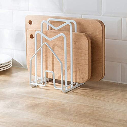 SUNFICON Cutting Board Rack Chopping Board Organizer Pot Pan Lids Holder Thin Bakeware Baking Tray Drying Display Stand Kitchen Countertop Cupboards Cabinet Office Sturdy Metal 4.92x5.7x8.47 in.White - color: 1 Pack White