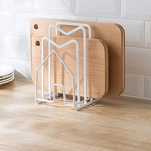 SUNFICON Cutting Board Rack Chopping Board Organizer Pot Pan Lids Holder Thin Bakeware Baking Tray Drying Display Stand Kitchen Countertop Cupboards Cabinet Office Sturdy Metal 4.92x5.7x8.47 in.White - color: 1 Pack White
