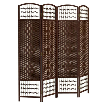 HOMCOM 4 Panel Room Divider, Folding Privacy Screen, 5.6', Brown | Room Separator, Wave Fiber Freestanding Partition Wall Divider - color: Brown, size: 4 Panel