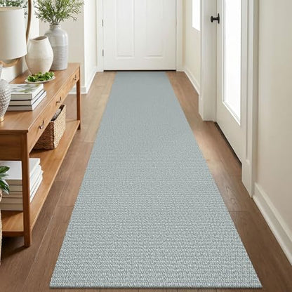 Washable Runner Rug, Non Slip Entry Runner, 2x8 Ft, Turquoise/Gray | Washable Braided Runner Carpet, Non Slip Rubber Dot Backed, For Hallway, Kitchen, Entryway, Bedroom, Laundry Room, Foyer - color: Turquoise/Gray, size: 2' x 8' (Rectangular)