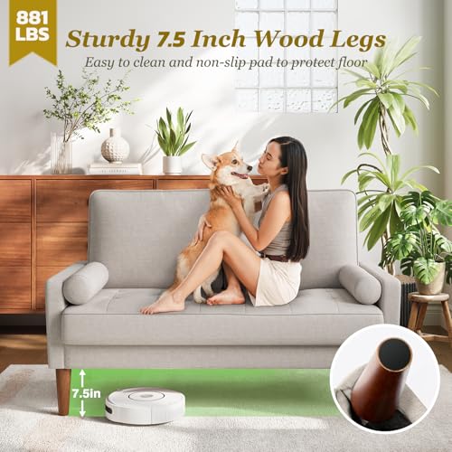 Vesgantti 48" Loveseat Sofa, Small Couch with Solid Wood Legs | Small Couch for Small Spaces, Mid Century Modern Loveseat, Easy Assembly Sofa for Living Room, Bedroom, AshBeige - color: Ashbeige