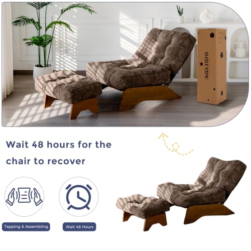 MAXYOYO Accent Chair with Ottoman, Lounge Chair with Adjustable Backrest | Tufted Living Room Chair Upholstered Lounge Chair with Footrest Set, Modern Chair for Reading Room, Brown - color: Brown