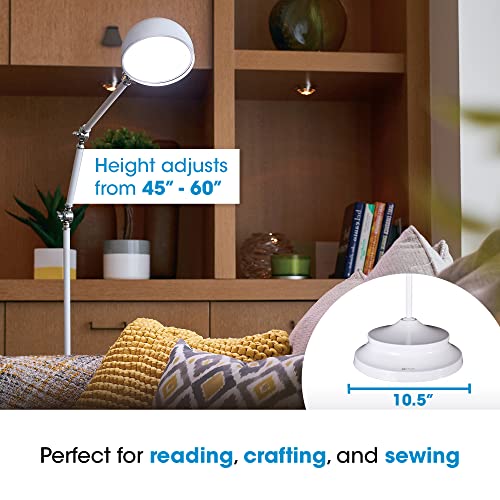 OttLite Prevention Pharmacy LED Floor Lamp, Adjustable, White | ClearSun LEDs Reduce Eyestrain | 3-Point Adjustable Neck | 3 Brightness Settings