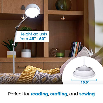 OttLite Prevention Pharmacy LED Floor Lamp, Adjustable, White | ClearSun LEDs Reduce Eyestrain | 3-Point Adjustable Neck | 3 Brightness Settings