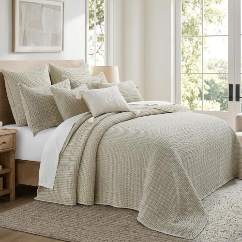 Levtex Home Mills Waffle Twin Bedspread Set (84x104in) with 1 Pillow Sham (26x20in) - Undyed Wheat - Cotton Waffle Twin Size Bedspread Set - Lightweight, Soft, Pre-Washed - color: Wheat, size: Twin Bedspread