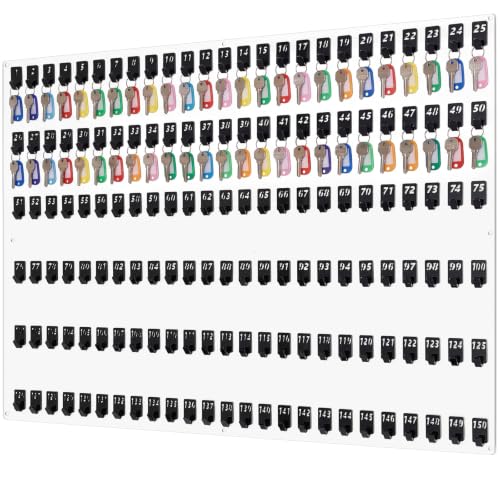 Beeveer Acrylic Key Holder Board with 150 Hooks, Wall Mount Organizer,Clear | Ideal for Offices, Schools, Hotels and Dealerships, Durable Acrylic Construction, Numbered Key Slots, Easy Wall Mount Design - color: Clear, size: 150 Hooks, style: Hook Only