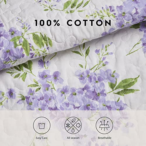 Laura Ashley – Twin Quilt Set, Soft & Lightweight Bedding with Matching Sham, Reversible Floral Room Decor, College Dorm Room Essentials (Keighley Purple) - size: Twin