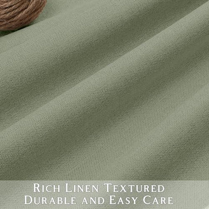 ChrisDowa Sage Green Blackout Curtains 45 Inches Long 2 Panels for Bedroom | Room Darkening,Light Blocking,Thermal Insulated,Faux Linen,Farmhouse,Grommet,Window Treatment,Drapes,Living Room,52x45 - color: Sage Green, size: 52"W x 45"L (Pack of 2)