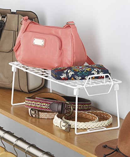 Whitmor Stackable Wire Shelf Organizer, Metal Cabinet Organizer, Space Saving Storage Shelf, Foldable Shelf riser for Kitchen, Closet, Bathroom, 7 x 18 x 7 Inches, White - size: 1-TIER, 7"L x 18"W x 7"H