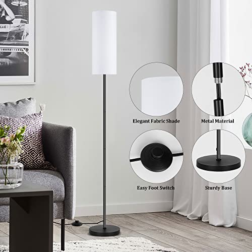 Modern Standing Lamp with Lampshade, Minimalist Tall Lamp with Foot Switch for Living, Bedroom, Kids Room, Office - color: White