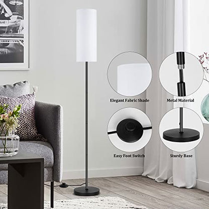Modern Standing Lamp with Lampshade, Minimalist Tall Lamp with Foot Switch for Living, Bedroom, Kids Room, Office - color: White