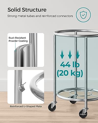 SONGMICS Laundry Basket, Rolling Steel Frame with 2 Locking Wheels, 110 L | Heavy-Duty Laundry Hamper Cart with Removable Bag, Ink Black and Metallic Silver, URLS002B01 - color: Ink Black + Metallic Silver, size: 110 L (1-Section)