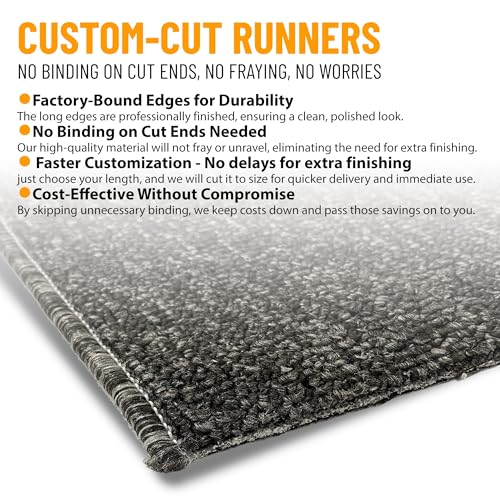 Ottomanson 1'10" x 14' Ultra-Thin Hallway Runner Rug - Durable Non-Slip Carpet for High-Traffic Areas - Fits Under Doors for Seamless Entry - Ideal for Kitchen, Entryway, Bedroom & Living Room, Black - color: Black, size: 1'10" x 14' (22" Wide)