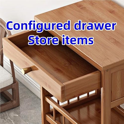 Small Wooden Coffee Table with Drawer, 3-Tier Narrow Side Table for Living Room, Bedroom & Balcony, Space-Saving Design (Brown, 20.5 X 8 X 30.7 in) Brown 11.8 * 11.8 * 30.7in - color: Brown, size: 11.8*11.8*30.7in