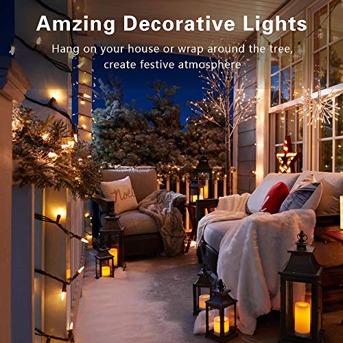 ODEETRONIC Steady & Blink Clear Christmas Lights, 21.63ft 100 Count Incandescent Christmas Lights, 2 Modes UL Certified Warm Clear Light, Connectable Mini Tree Light for Room Wedding Party, Green Wire | Waterproof; UL certified connectable plug in; Xmas t