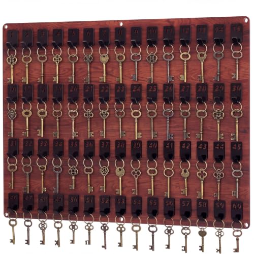 Beeveer Acrylic Key Holder Board with 60 Hooks, Wall Mount Organizer,Walnut | Ideal for Offices, Schools, Hotels and Dealerships, Durable Acrylic Construction, Numbered Key Slots, Easy Wall Mount Design - color: Walnut, size: 60 Hooks, style: Hook Only