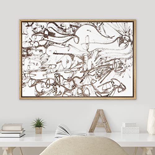 SIGNWIN Framed Canvas Print Wall Art Brown Paint Stroke Graffiti Landscape Abstract Geometric Illustrations Modern Art Minimalism Relax/Calm Zen for Living Room, Bedroom, Office - 16"x24" Natural - color: A11-2211-n09, size: 24"L x 16"W
