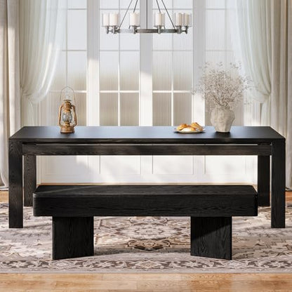 Tribesigns 47.24" Dining Bench, Modern Black Dining Table Bench with Sturdy Base, Wooden Kitchen Seating for Living Room, Entryway