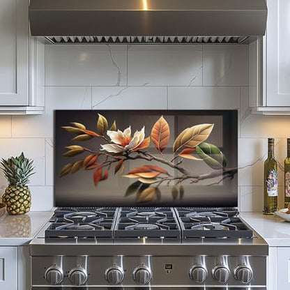 Evgosm tempered glass backsplash for stove, Flowers Stove Splashback, Glass Backsplash, Used for Kitchen Wall Protection and Decoration, Easy to Install and Clean. - size: 30"L x 15"W