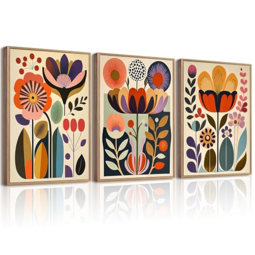 Colorful Floral Wall Art Decor Abstract Botanical Prints Boho Flower Poster | Mid Century Modern Wall Art Vintage Floral Pictures Scandinavian Wildflower Artwork Painting for Bedroom 12x16 Inch Unframed - color: Abstract Floral Wall Art, size: 12"x16" Unf