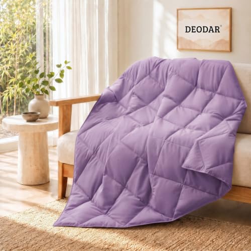 Deodar Down Fiber Throw Blanket Lightweight Packable Throw Indoor & Outdoor | Lightweight Purple Down Throw Blanket for Couch,Outdoor Picnic Lap Soft Throw Comforter for Office Bedroom, Machine Washable - color: Lavendar