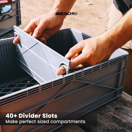 Quarter Crate 4-Pack Stackable Storage Bins, Utility | Polypropylene, 14 dividers included, 19.16x12.75x4.57 in, over 1000 lb stack, lids sold separately - color: Utility