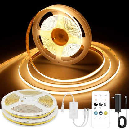 AXMOTUT 65.6ft COB LED Strip Light Warm White, High Bright LED Strips with 320LEDs, RF Remote and UL Power Supply, 2700K Dimmable LED Lights for Bedroom,Kitchen, DIY Home Decoration, 2 Rolls of 32.8ft - size: 2700K/65.6ft