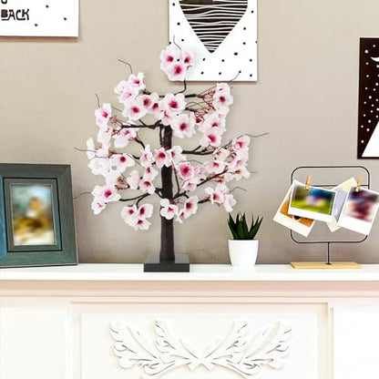 24IN Lighted Cherry Blossom Tree 24 Warm White LED Tabletop Artifical Bonsai Tree with Timer Battery Operated for Wedding Party Spring Christmas Home Indoor Japanese Room Decor - size: 24 INCH
