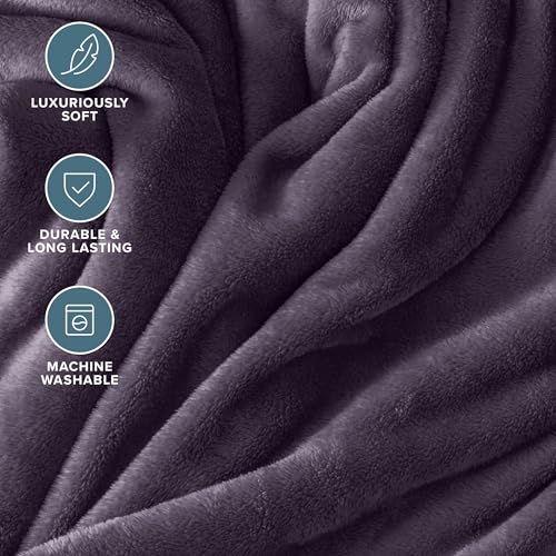 Bare Home Fleece Blanket Luxury Microplush (Full/Queen, Eggplant) | Ultra-Soft Lightweight Blanket for Bed, Sofa, and Couch, Cozy & Warm Blanket - color: 15 - Eggplant, size: Full/Queen