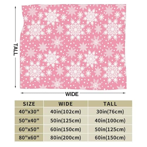 Perinsto Winter Snowflakes Pink Throw Blanket Ultra Soft Warm All Season Christmas Decorative Fleece Blankets for Bed Chair Car Sofa Couch Bedroom 60"X50" - color: Snowflakes #03, size: 60"x50"