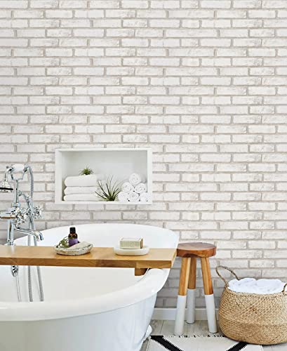 Timeet Brick Wallpaper Brick Peel and Stick Wallpaper Self Adhesive Brick Contact Paper Faux Brick Wallpaper Removable Wall Paper for Bedroom Laundry Room Accent Walls 17.7"×197" - color: Beige,white, size: 17.7" x 197"