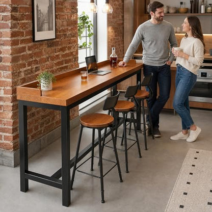 Bar Table, Solid Wood Farmhouse, 39" L x 17.7" W x 41.3" H - color: B, size: 39"L x 17.7"W x 41.3"H