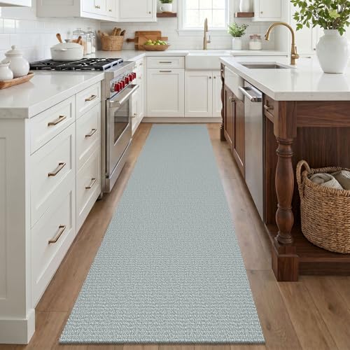 Washable Runner Rug, Non Slip Entry Runner, 2x8 Ft, Turquoise/Gray | Washable Braided Runner Carpet, Non Slip Rubber Dot Backed, For Hallway, Kitchen, Entryway, Bedroom, Laundry Room, Foyer - color: Turquoise/Gray, size: 2' x 8' (Rectangular)